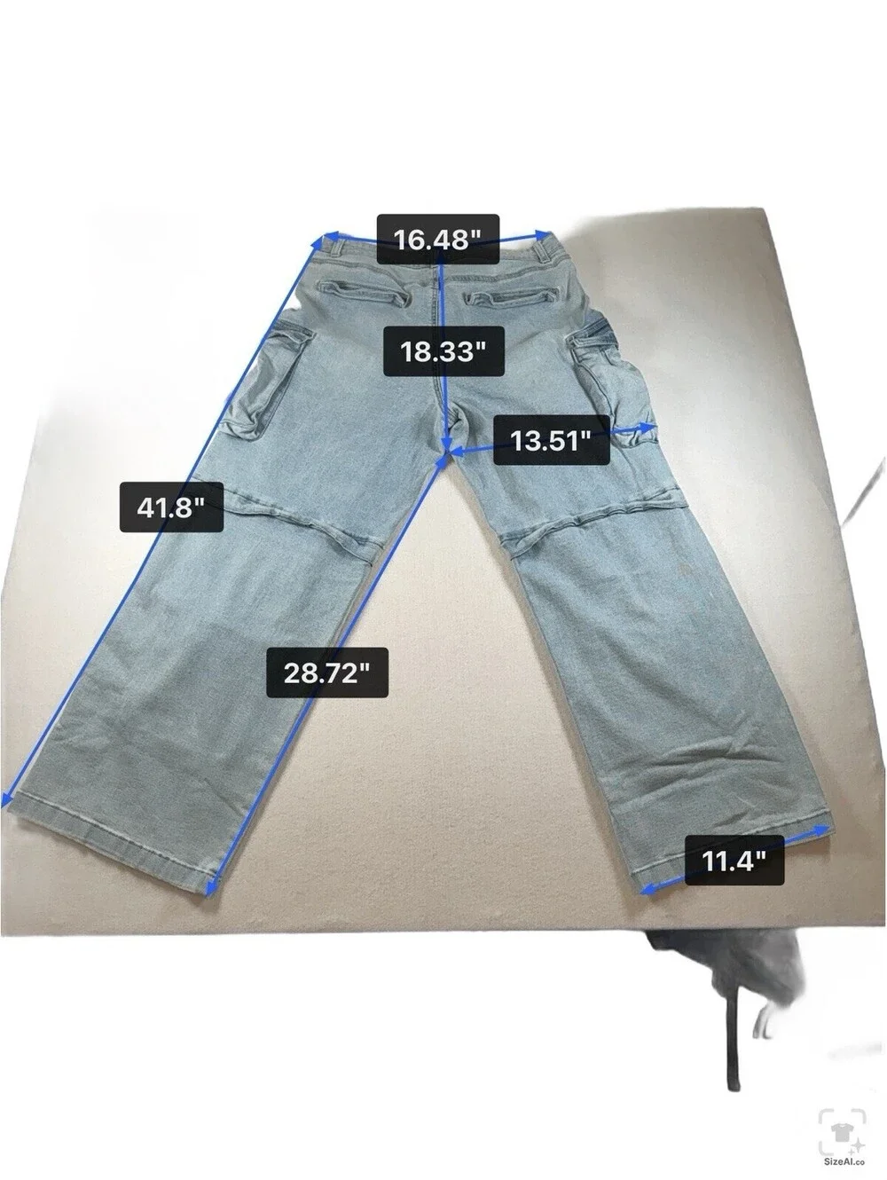 Refuge Women’s Light Wash Blue Denim Cargo Pocket Jeans Size 11 Pre Owned